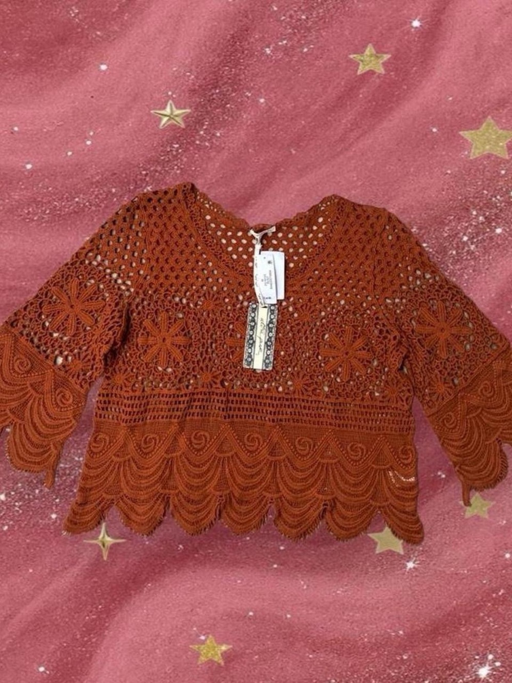 Rust Crochet Lace Top